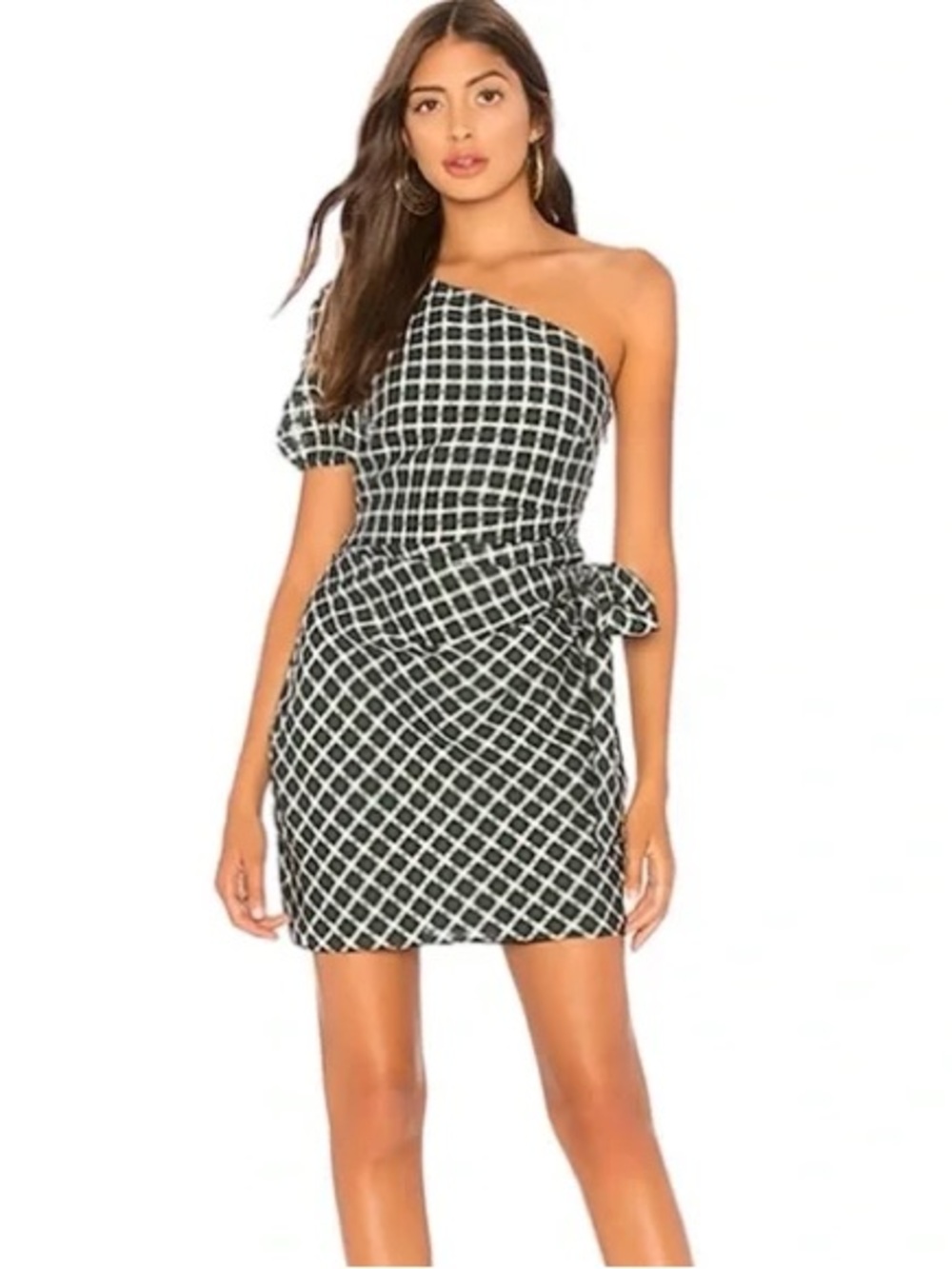 Tularosa Skylar plaid one shoulder mini dress - Picture 1 of 8